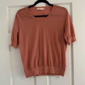 TORY BURCH lightweight sweater in cotton and nylon blend with logo 
Size M